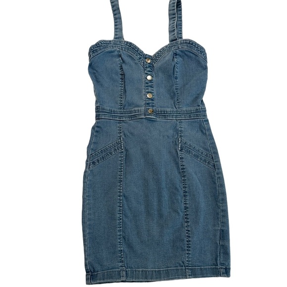 Nina Rossi Jean Overall Mini Dress Size Medium - Picture 3 of 11